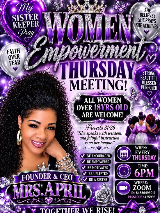 Accessories - Women Empowerment Thursday Meeting - Purple & Silver Event Flyer
